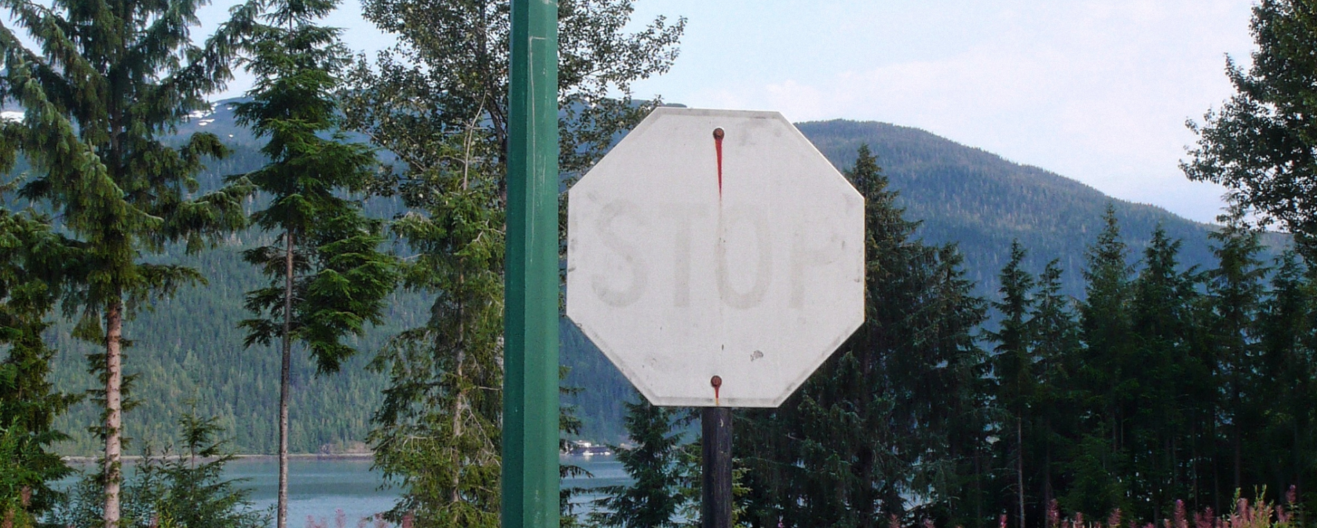 Faded stop sign