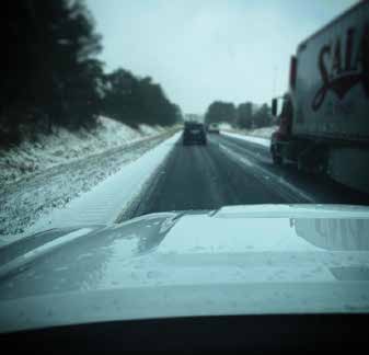 Car driving in the snow