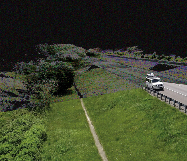 van carrying out lidar scan