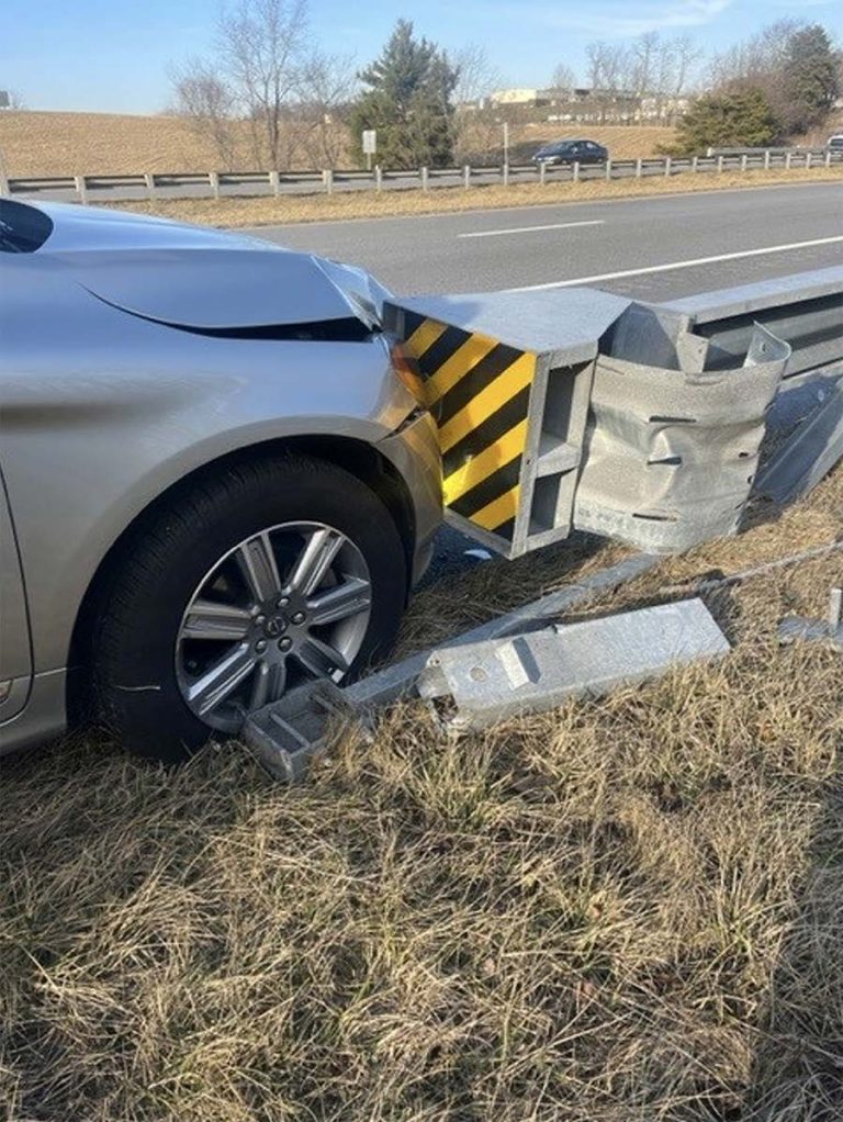 Car crashed into a guardrail