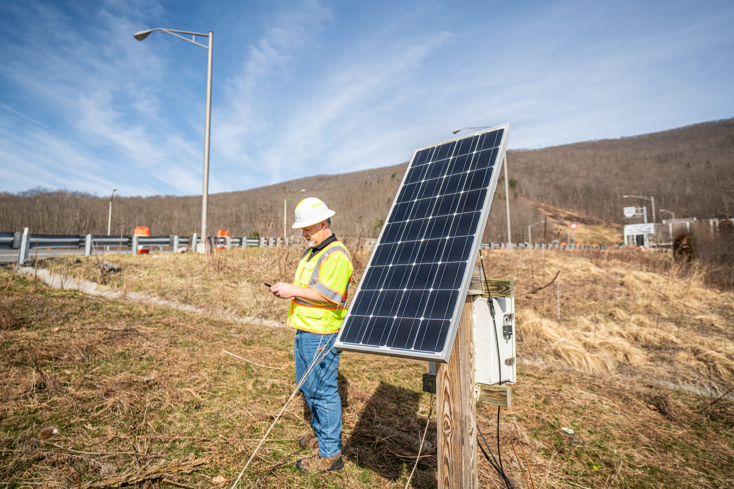 solar panel connected to sensors