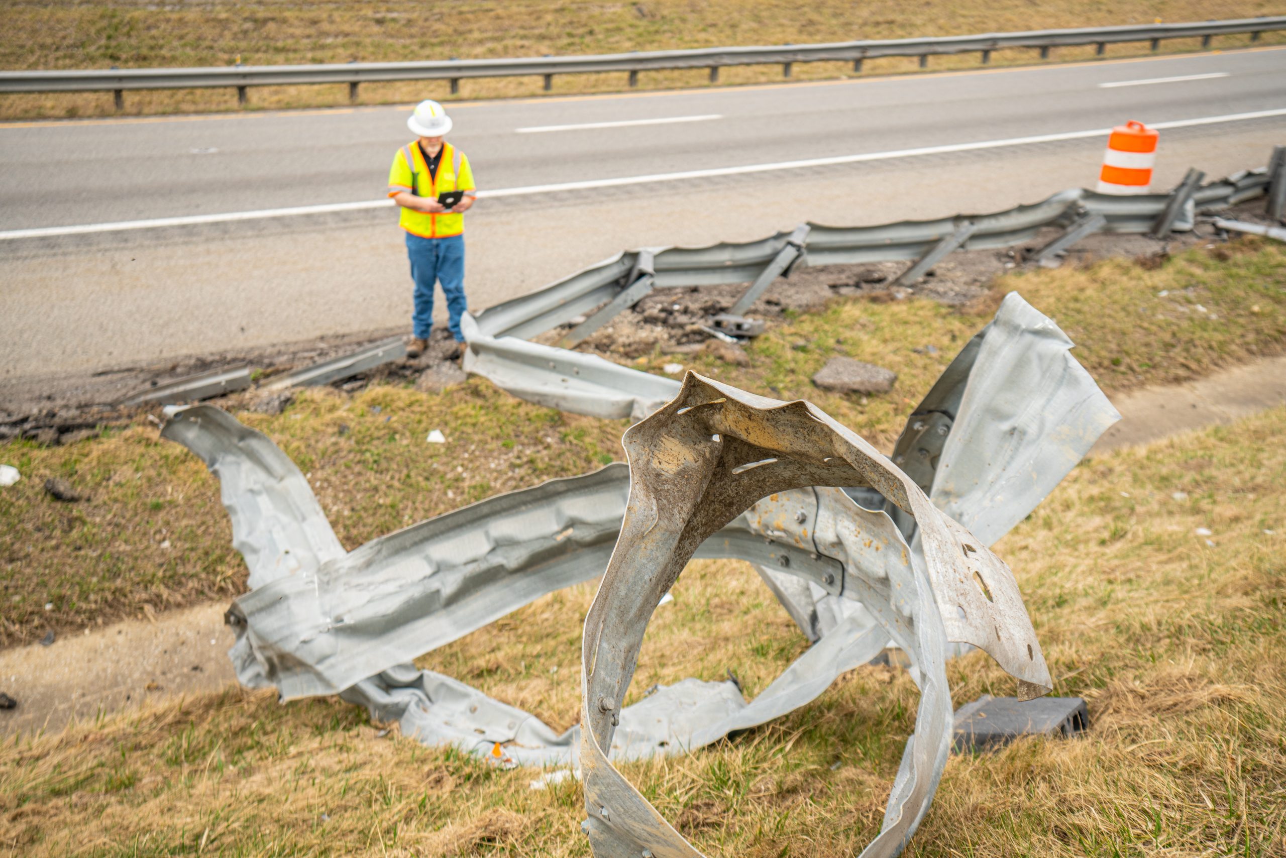 torn up guard rail