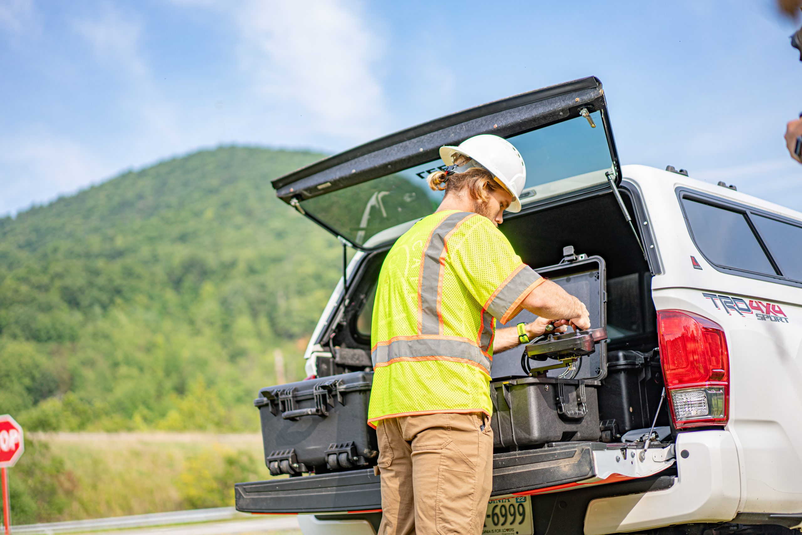worker at work vehicle