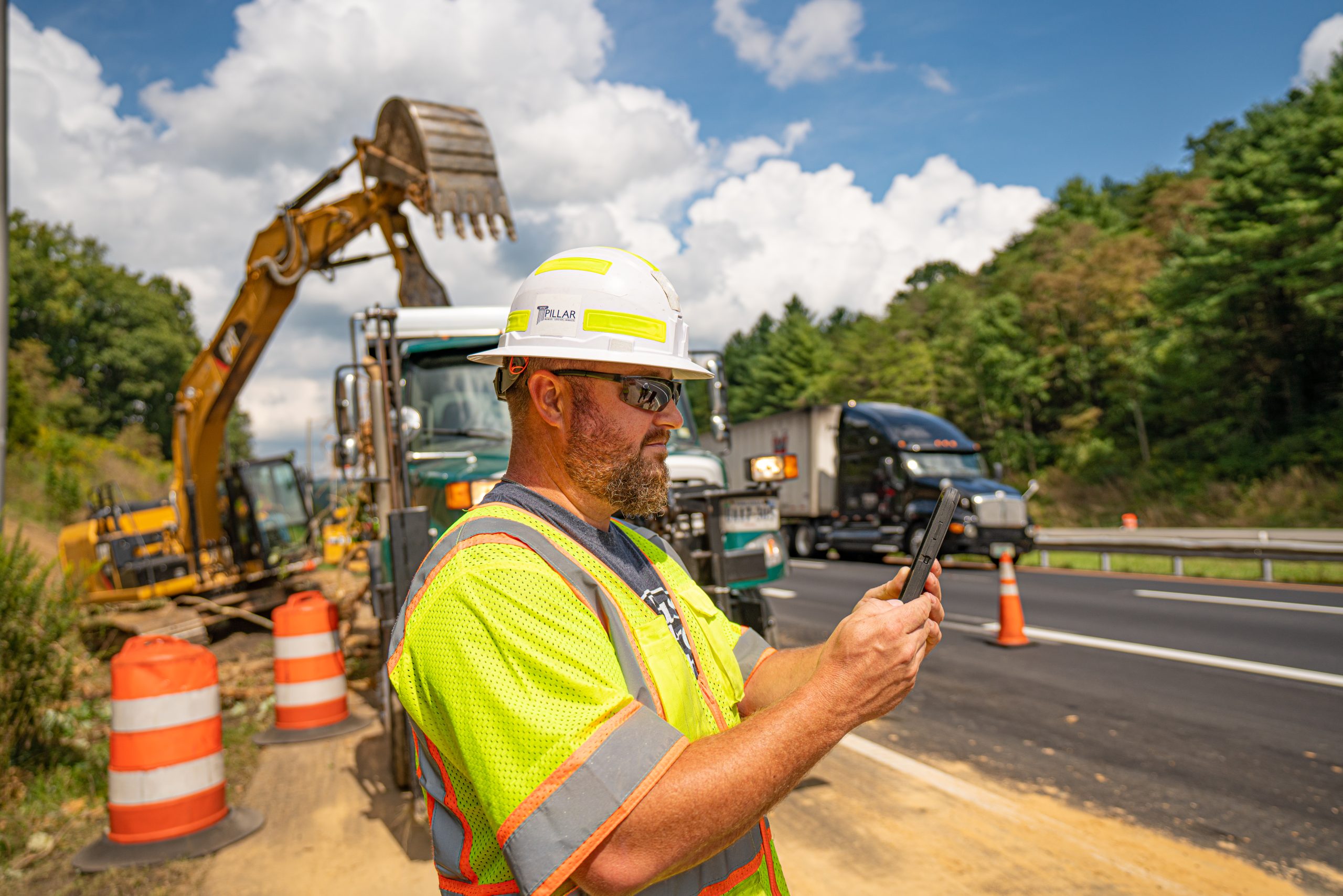man checking data on a phone