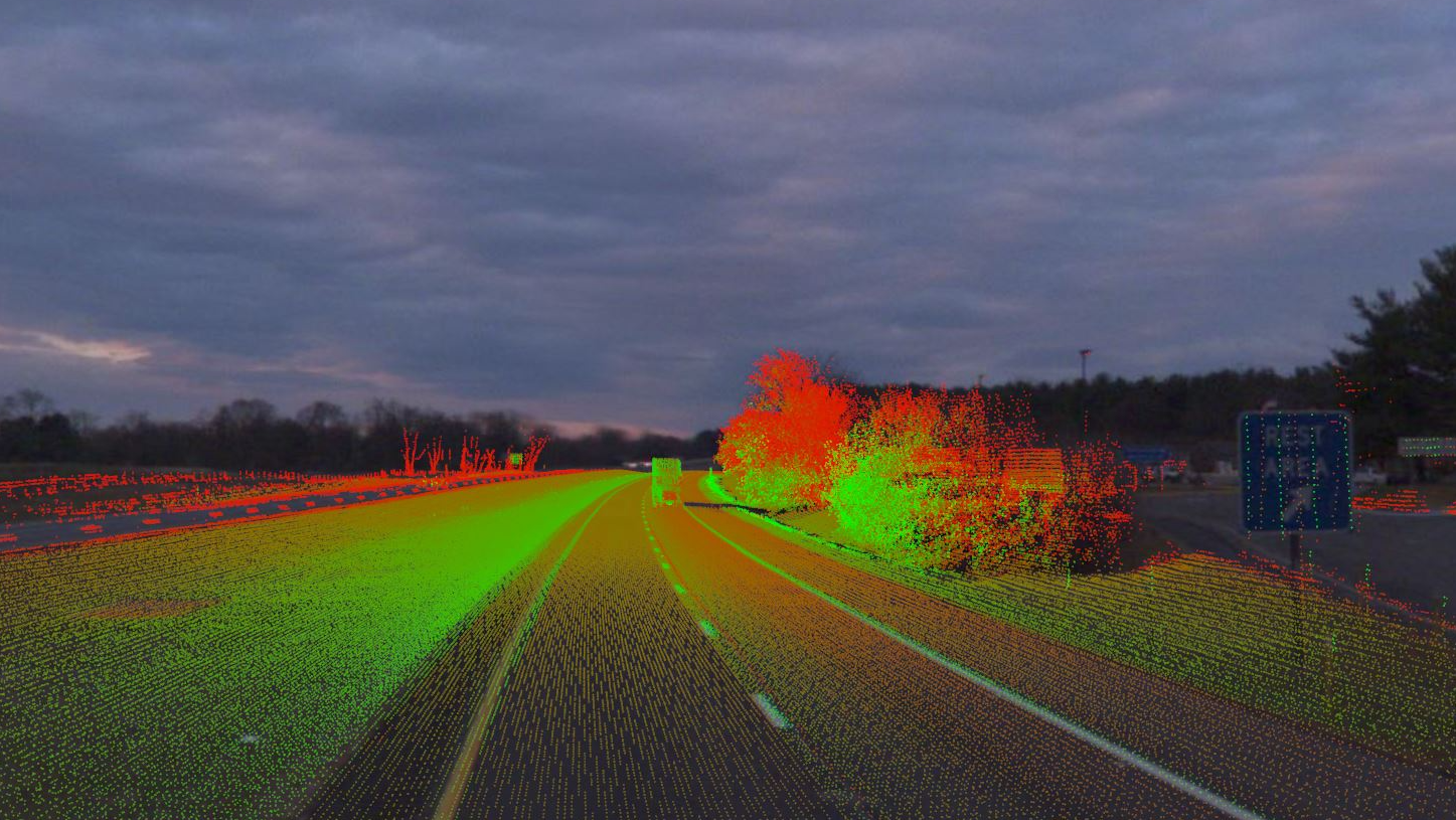 lidar scan on a road
